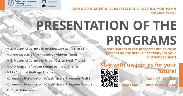 Webinar on EMU Department of Architecture Programs 
